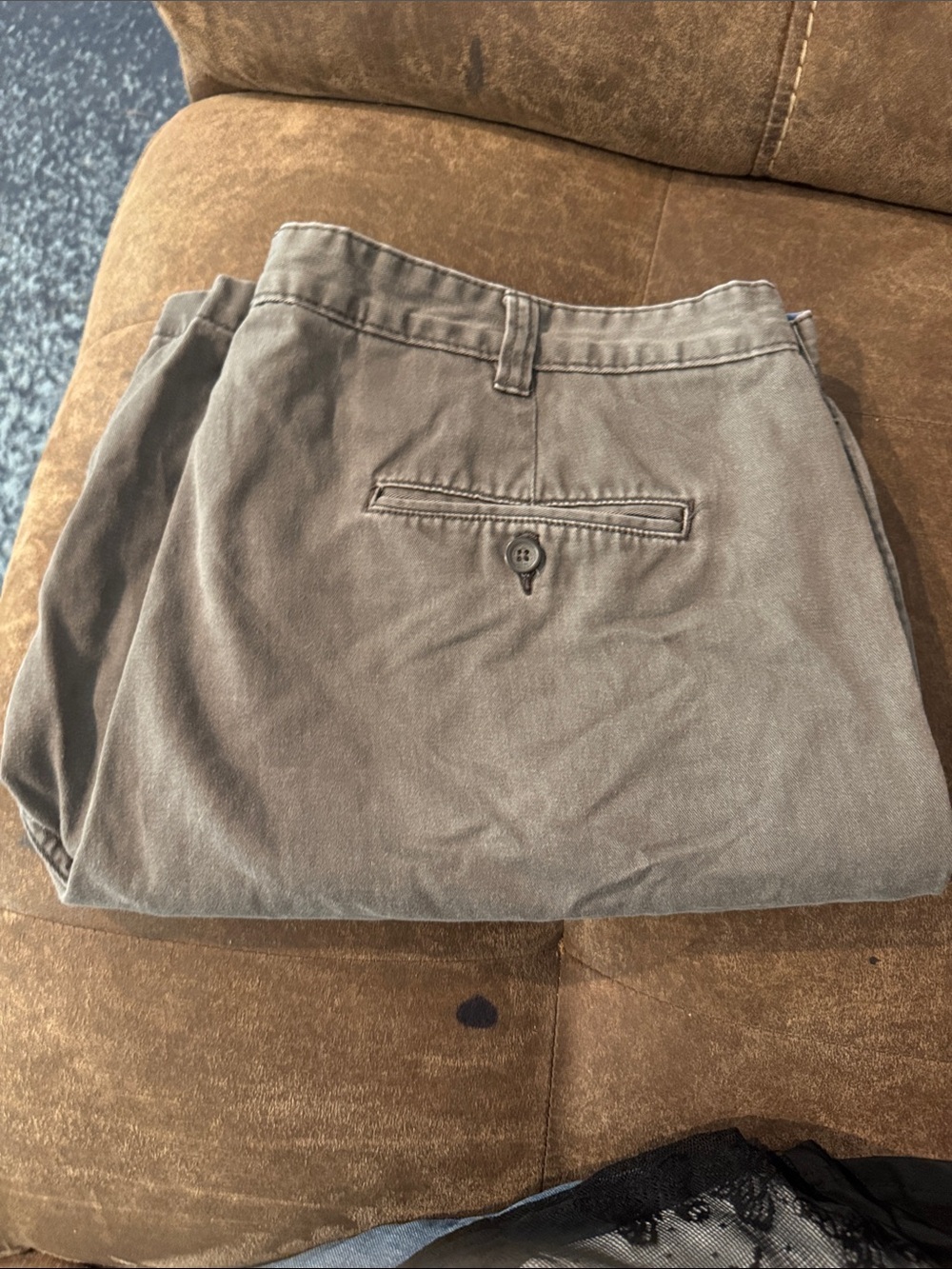 Savane Olive Green Casual Pants with Blue Waistband Accent